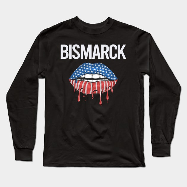 USA Flag Lips Bismarck Long Sleeve T-Shirt by rosenbaumquinton52